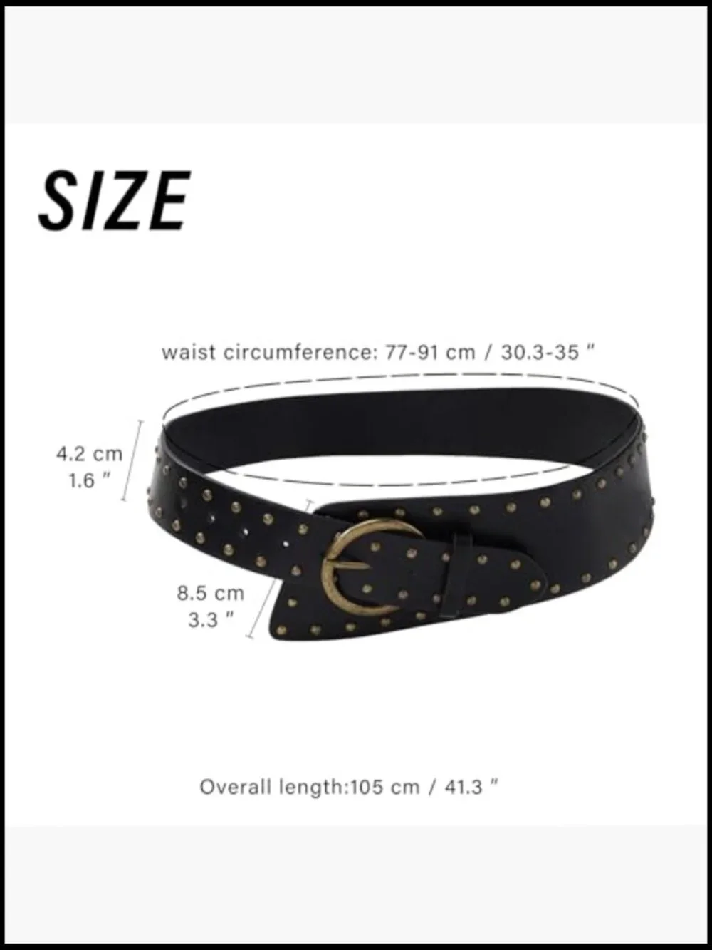 Vintage Punk Leather Waist Belt with Chunky Metal Buckle Gothic Rocker Style - Picture 4 of 6